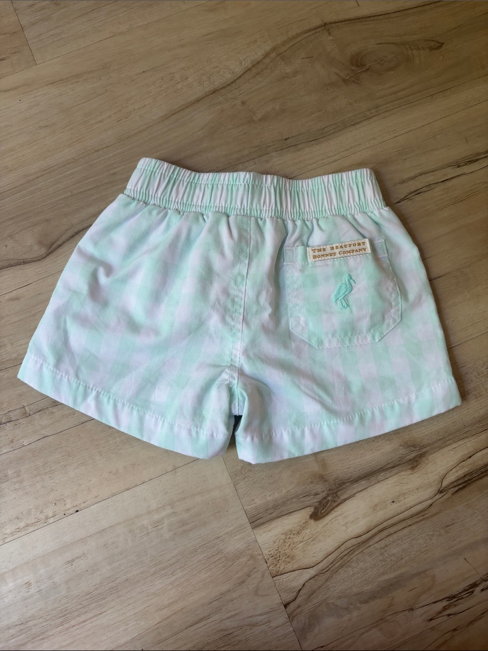 The Beaufort Bonnet Company Mint & White Gingham Kids Shorts